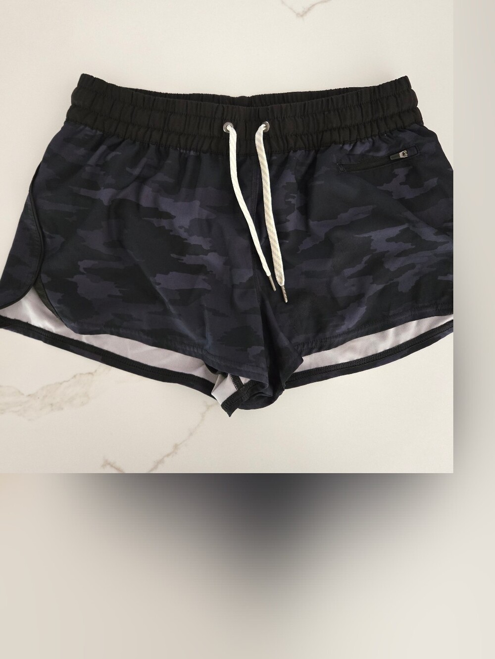 Vuori Black Camo Athletic Shorts with Drawstring